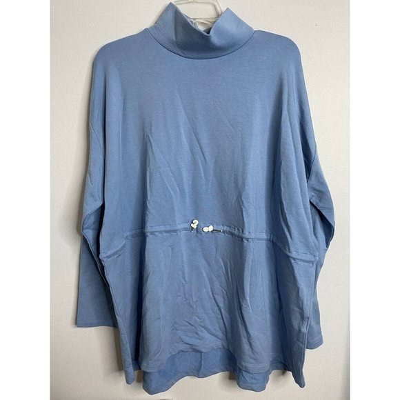 NWT Summersalt Softest French Terry Cinch Waist Pullover Top Blue Large - Picture 3 of 8